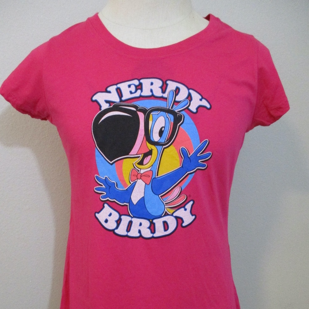 Vintage 2013 Kellogg's Hot Pink Toucan Sam 'Nerdy Birdy' Nerd T-Shirt Shirt XL